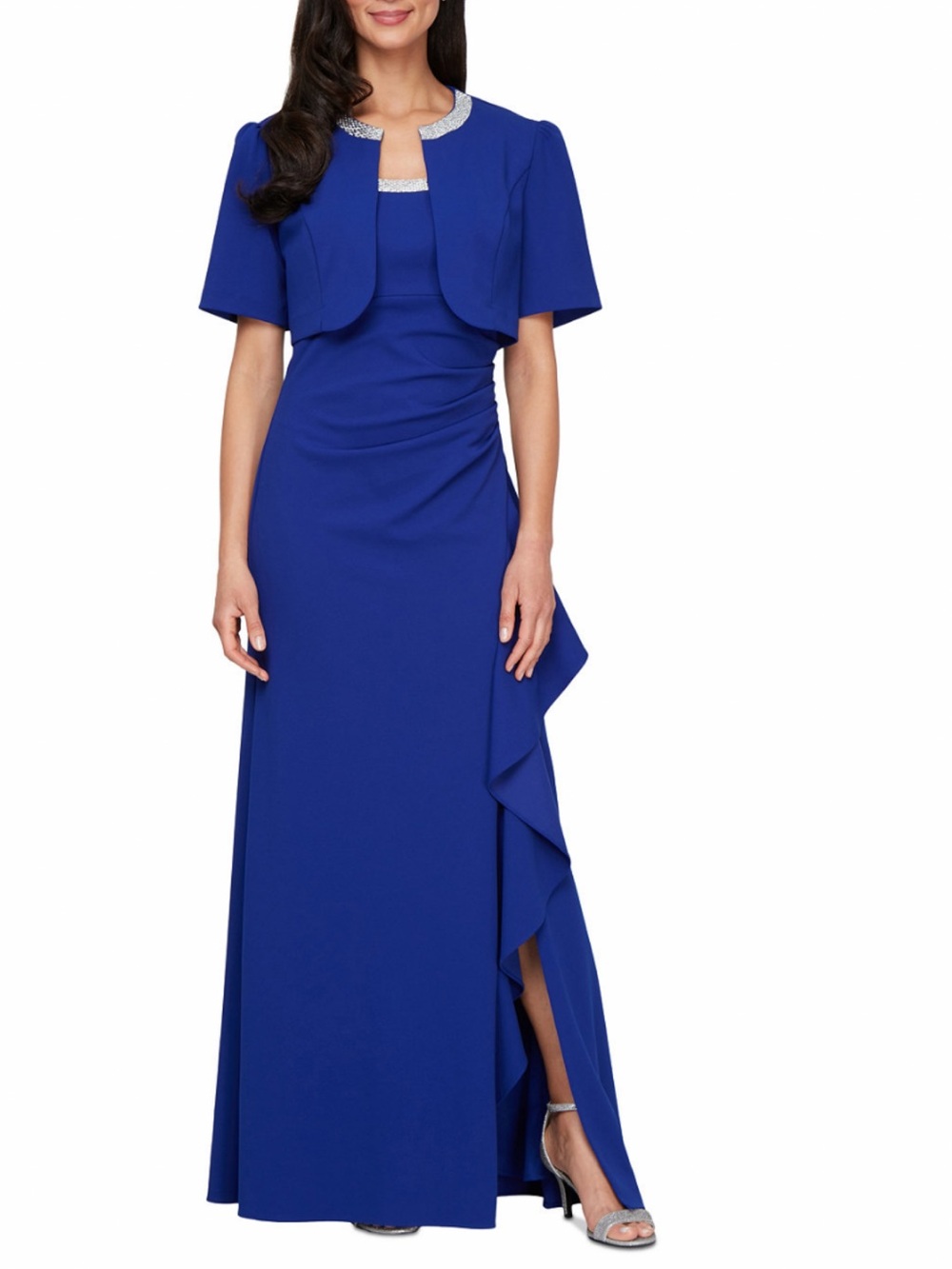 Alex Evenings Royal Blue Evening Gown with Cropped Jacket